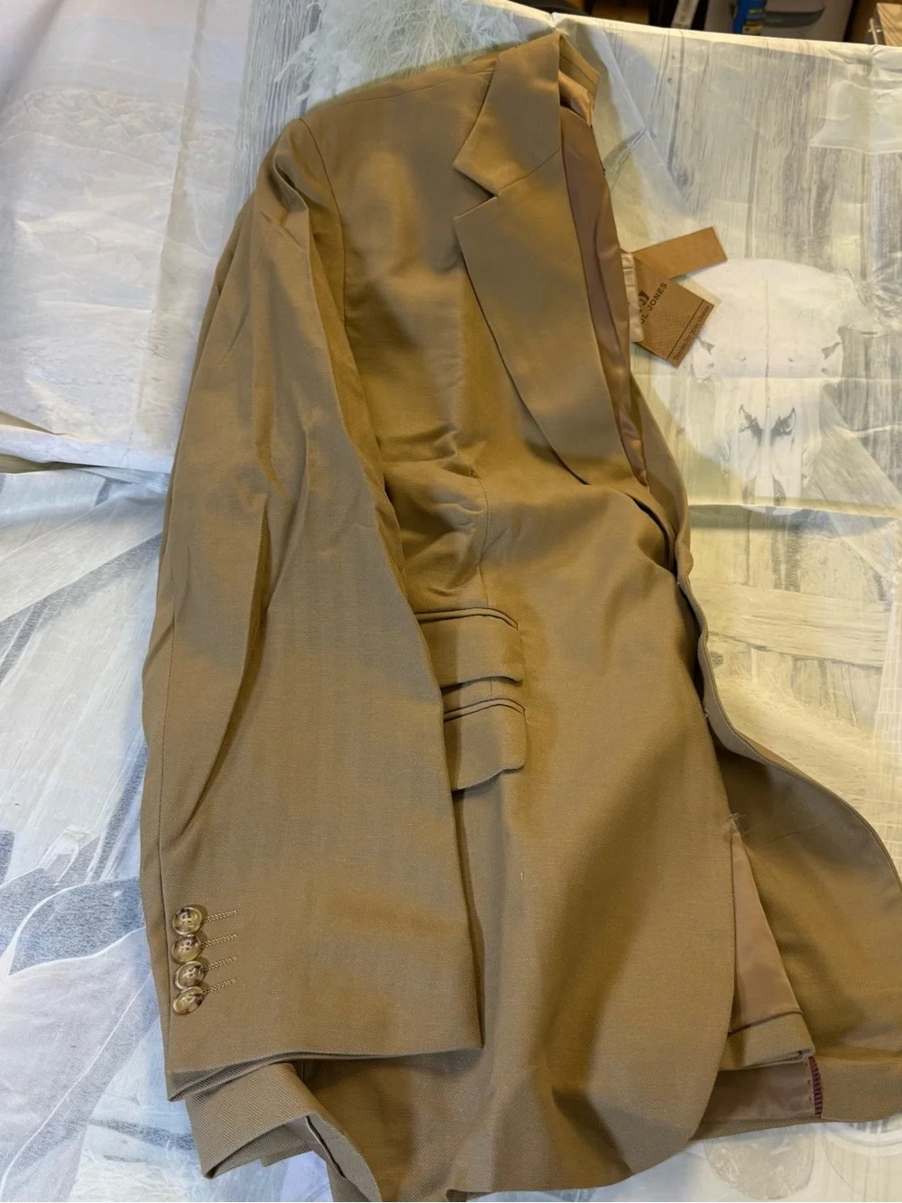 PJ PAUL JONES Men's Linen Blazer Jacket Lightweight Khaki Size XXL